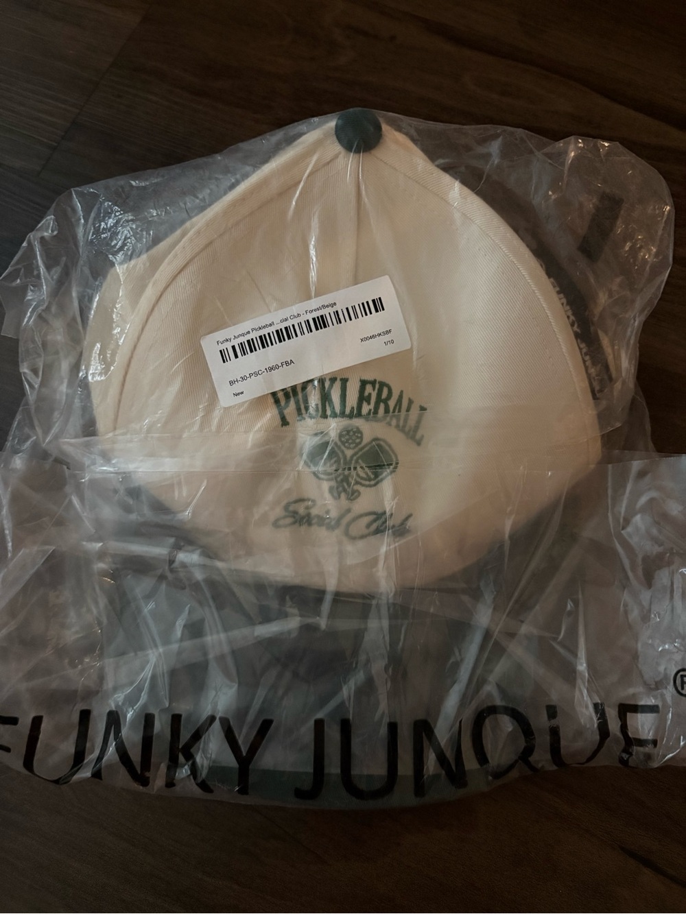 Pickleball Cap in Cream and Green -